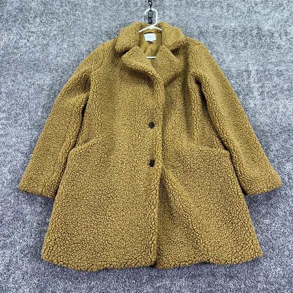 Nine West Jackets & Blazers - Nine West Coat Womens Medium Brown Sherpa Teddy Button Front Warm Winter